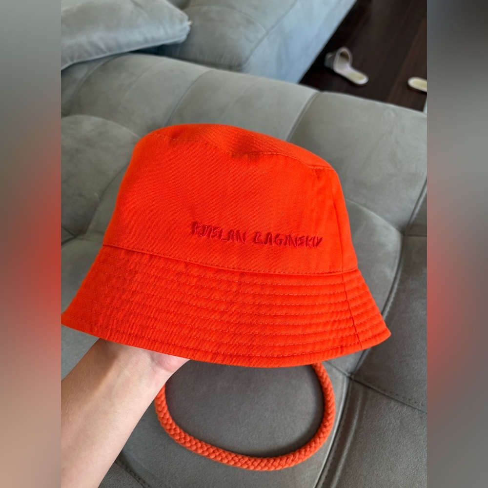 RUSLAN BAGINSKIY Embroidered Orange Cotton Bucket Hat Size Large New without tag - Picture 9 of 14